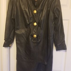Saks Fifth Avenue leather  vintage dress